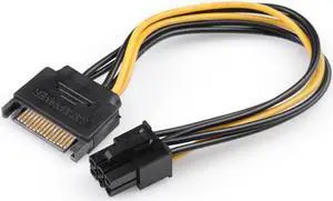 18cm sata cable computer power supply extension cord 15pin sata to 6pin for PCI-E PCI graphics converter adapter video card