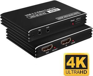 2K 144FPS Capture Card, Audio Video Capture Card with Microphone 4K HDMI Loop-Out, 4K 60fps Video Recorder for Gaming/Live Streaming/Video Conference, Works for Nintendo Switch/PS4/OBS/Camera/ PC