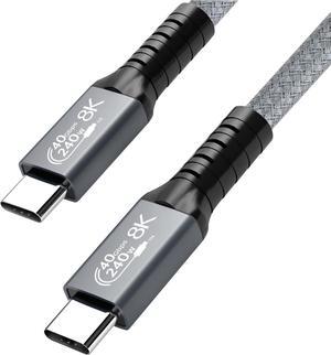 240W USB4 Cable 1.6FT, USB C to USB C Cable Fast Charging Compatible Thunderbolt 4/3 Cable, Support 8K/5K@60Hz & 40Gbps Data Transfer for MacBook Pro/Air Samsung S22 eGPU Docking GaN Charger.
