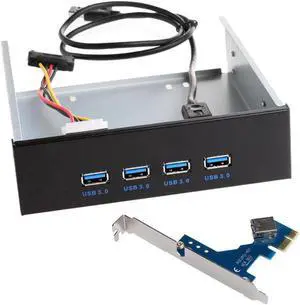 4 Ports USB 3.0 Front Panel Splitters HUB USB 3.0 PCI Express PCI-E Card Adapter 5.25" Front Panel Expansion Bay for PC Computer