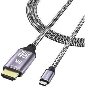 USB-C USB3.1 to HDMI 2.1 8K Cable 7680x4320 8K@30Hz 4K@120Hz UHD HDR High Speed 48Gbps Thunderbolt 3 Compatible for HDTVs Projectors and Monitors 1.8m