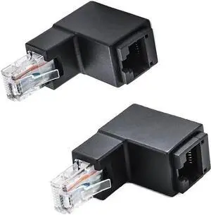 2 Pack Ethernet Adapter, Cat5e/Cat6 Up Angle Ethernet Adapter, 90 Degree and 270 Degree RJ45/ 8P8C Ethernet Female to RJ45/ 8P8C Male Adapter 2 Pack Ethernet Adapter, Cat5e/Cat6 Up Angle Ethernet Adapter, 90 Degree and 270 Degree RJ45/ 8P8C Ethernet Female to RJ45/ 8P8C Male Adapter