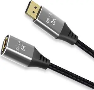 DisplayPort 1.4 8K 60hz Cable Ultra-HD UHD 4K 144hz Male to Female Cable  3.3FT/1M