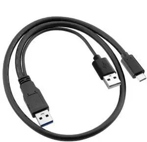 Type-C USB-C to USB 3.0 Male & USB 2.0 Dual Power Data Y Cable for Laptop & Disk