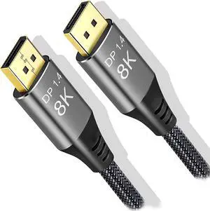 8K Displayport to DisplayPort 1.4 Cable Ultra HD 4K@144Hz 8K@60Hz HBR3(7680x4320 Resolution) High Speed 32.4Gbps Long Nylon Braided DisplayPort 1.4 1.2 Cable 3.3ft/1M