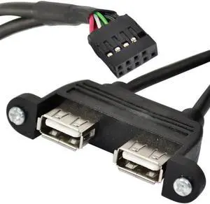 50cm Dual USB 2.0 A female panel mount - 10P header motherboard cable 50cm Dual USB 2.0 A female panel mount - 10P header motherboard cable
