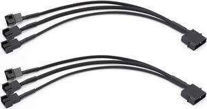 2 Pack Molex to 3 x 3 Pin or 4 Pin Computer PC Case Fan Power Splitter Adapter Cable, 10 inch