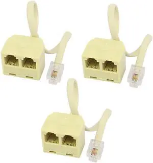 6P4C Male to Dual Female M/F Plug Cable Telephone Splitter Coupler Adapter 3pcs