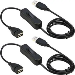 USB Extension Cable With ON/OFF Switch - Male to Female Support (Data and Power) for Headset, LED Strips [3.3ft, 2-Pack]