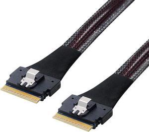 SAS 4.0 SFF-8654 8i 74pin Host to SFF-8654 Slim SAS Target Cable 50cm PCI-E Slim Line