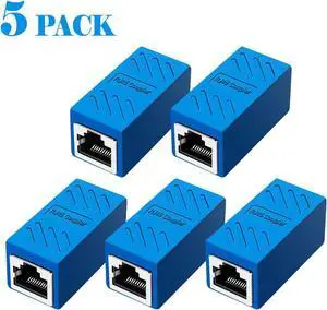 RJ45 Coupler Ethernet Extension Connector Cat7 Cat6 Cat5e Ethernet Coupler Female to Female(Blue 5 Pack)