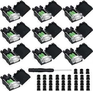 DB9 Breakout Connector to Wiring Terminal RS232 D-SUB Male Serial Adapters Port Breakout Board Solder-Free Module with case(10 PCS Female Adapter White)
