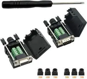 DB9 Breakout Connector to Wiring Terminal RS232 D-SUB Female and Male Serial Port Breakout Board Solder-Free Module with case