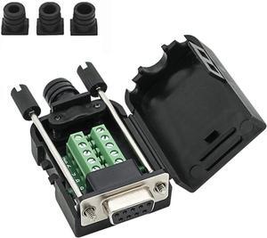 DB9 Breakout Connector to Wiring Terminal RS232 D-SUB Male Serial Adapters Port Breakout Board Solder-Free Module with case(Female Serial Adapter)