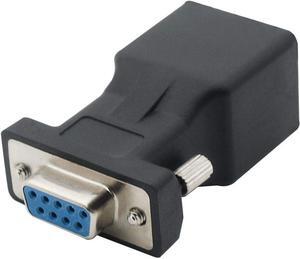 DB9 RS232 Female Port to RJ45 Female Connector Card DB9 Serial Port Extender to LAN CAT5 CAT6 RJ45 Network Ethernet Cable Adapter