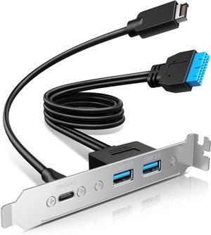 20Gbps USB3.2 Gen2x2 USB-C Front Panel Adapter, Motherboard Header Extension Cable, USB-C and USB to USB3.2 Type-E Key-A 20-Pin and 19-Pin USB3.0 Connectors with PCIe Bracket