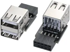 9Pin USB 2.0 Female Pin Dual 2 Port USB Motherboard Header Adapter-Dual Layer Type for PC (Dual)