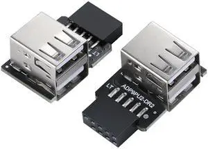 Dual 2-Port USB Motherboard Dual USB 2.0 9Pin Female Adapter Converter Dual Layer Type for PC(Left/Right Type)