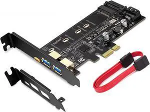 PCI-E to USB 3.0 PCI Express Card incl.1 USB C and 2 USB A Ports,Type B, NVME not Supported, SATA Input, NGFF Output, SATA Protocol M.2 only, with Flat Bracket