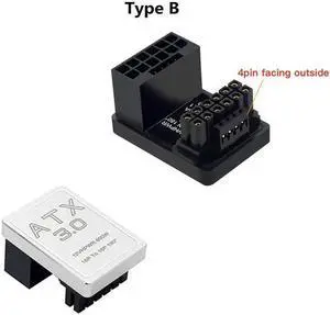 PCIe5.0 Graphics Card ATX3.0 Power Adapter 12VHPWR 12+4 16Pin 600W Power Supply Adapter Male To Female 180 Degree Turn Connector(black TYPE B)