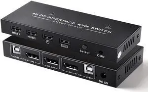 DisplayPort KVM Switch 2x1 4K 60Hz DP 2 in 1 out USB KVM Switcher Displayport 1.2 Switch KVM DP Switch Support USB Mouse&Keyboad DisplayPort KVM Switch 2x1 4K 60Hz DP 2 in 1 out USB KVM Switcher Displayport 1.2 Switch KVM DP Switch Support USB Mouse&Keyboad