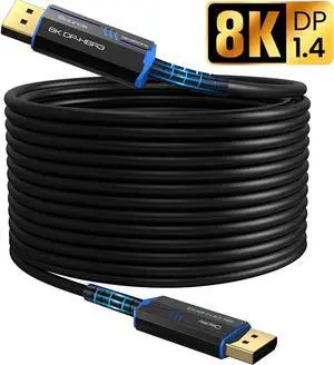 8K Fiber Optic Displayport 1.4 Cable 50Feet,Supports 8K@60Hz, 4K@144Hz High Speed 32.4Gbps Support 3D Visual Effects, VR Headset,HDCP2.2, HDR-Black 8K Fiber Optic Displayport 1.4 Cable 50Feet,Supports 8K@60Hz, 4K@144Hz High Speed 32.4Gbps Support 3D Visual Effects, VR Headset,HDCP2.2, HDR-Black