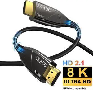 8K HDMI Fiber Optic Cable (3.3FT/1M), 8K@60Hz AOC Fiber HDMI 2.1 Braided CordSupports 8K@60Hz 4K@120Hz, 48Gbps AOC Dynamic HDR 10, eARC, HDCP2.2, 4:4:4
