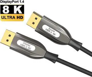 8K Fiber Optic Displayport 1.4 Cable 50Feet, Supports 8K@60Hz, 4K@144Hz High Speed 32.4Gbps Support 3D Visual Effects, VR Headset,HDCP2.2, HDR-Black 50 ft. 8K Fiber Optic Displayport 1.4 Cable 50Feet, Supports 8K@60Hz, 4K@144Hz High Speed 32.4Gbps Support 3D Visual Effects, VR Headset,HDCP2.2, HDR-Black 50 ft.