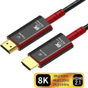 8K Fiber Optic HDMI Cable, CL3 Rated 8K HDMI Cable Ultra high Speed 48Gbps,Support 8K60Hz, 4K120Hz, Dynamic HDR 10, eARC Compatible with PS5 PS4 Xbox Apple TV Sony LG Samsung, (3.3Feet, Black+Red)
