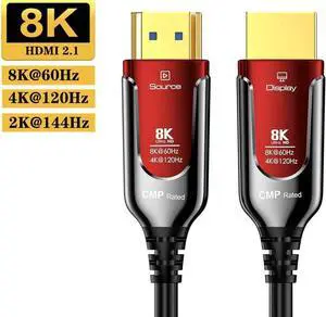 8K Fiber Optic Gaming HDMI 2.1 Plenum-Rated Cable, 48Gbps High Speed 3D 8K60 4K120 144Hz HDMI Cord eARC HDR10 HDCP 2.2&2.3 Compatible with Roku-TV/PS5/HDTV/Blu-ray - 3.3FT/1M, Red 8K Fiber Optic Gaming HDMI 2.1 Plenum-Rated Cable, 48Gbps High Speed 3D 8K60 4K120 144Hz HDMI Cord eARC HDR10 HDCP 2.2&2.3 Compatible with Roku-TV/PS5/HDTV/Blu-ray - 3.3FT/1M, Red