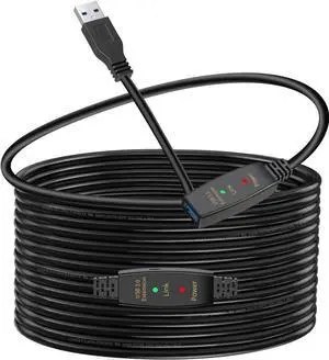 16FT USB 3.0 Extension Cable,Active USB 3.0 Extension Cable A-Male to A-Female,USB 3.0 Extension Cord, 1 Extension chipsets Signal Booster ,Compatible with Oculus Quest 2 VR, Xbox, PS4 and More