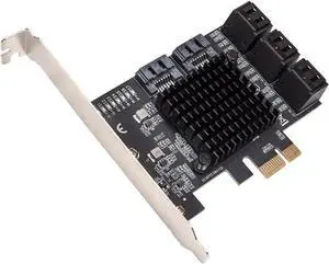 8 Port SATA III to PCIe 3.0 x1 Non-RAID Expansion Card Dual ASM1064 Genuine 6.0bps with 8 Drives Attached Low Profile Bracket, SI-PEX40165