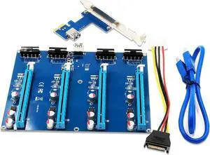 PCIe 1 to 4 PCI express 16X slots Riser Card USB3.0 PCI-E 1X to External 4 PCI-e slot Adapter Port Multiplier Card for BTC Miner