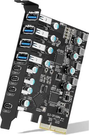 USB3.2 Gen2 PCIE Expansion Card, 8 Ports 10Gbps High Speed Transmission Stable Power USB 3.2 Front Expansion Card, 8 External USB3.2 Ports (4X USB C - 4X USB A)