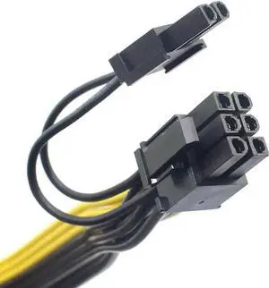 2 Pack 6 Pin Male to Dual 8 (6+2) Pin Male PCI Express Power Adapter Extension Cable for Graphics Card Module Line 18AWG 6P to Dual 8p Splitter Ribbon Cable