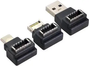 3pcs Type-A & Type-C Header Female Type-E to Male Adapter USB 3.1 Front Panel