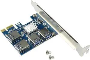 PCIe 1 to 4 PCI-express 16X slots Riser Card PCI-E 1X to External 4 PCI-e USB 3.0 Adapter Multiplier Card for Bitcoin Miner