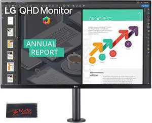 LG 32QP880-B 32'' QHD (2560 x 1440) 75Hz IPS Monitor with USB Type-C and ErgoStand, HDR10 + Wacky Jacky Cleaning Cloth