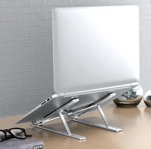 GKN Laptop Stand, Aluminum Computer Riser, Laptop Cooler, 10 Angles Adjustable Ergonomic Foldable Portable Desktop Holder Compatible with MacBook, iPad, HP, Dell, Lenovo 10-15.6” Silver