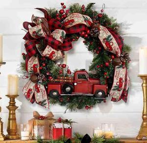GKN Christmas Party Wreath Door Wall Garland Decoration Artificial Christmas Wreath for Festival Celebration Front Door Decoration Outside Hanging Garland Ornament A