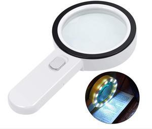 Magnifying Glass with Light, 30X Handheld Large Magnifying Glass 12 LED Illuminated Lighted Magnifier for Macular Degeneration, Seniors Reading, Soldering, Inspection, Coins, Jewelry,