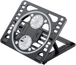 Laptop Cooler Notebook Cooling Pad, 5 Silent Blue LED Fans with Powerful Air Flow, Control Panel with LCD Screen, Portable Height Adjustable Laptop Stand, Comfortable with Wrists