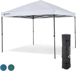 ARROWHEAD OUTDOOR 10x10 Pop-Up Canopy & Instant Shelter, Easy One Person Setup, Water & UV Resistant 150D Fabric Construction, Adjustable Height, Wheeled Carry Bag, Guide Ropes & Stakes Included