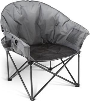 ARROWHEAD OUTDOOR Oversized Heavy-Duty Club Folding Camping Chair w/ External Pocket, Cup Holder, Portable, Padded, Moon, Round, Saucer, Supports 330lbs, Carrying Bag, USA-Based Support