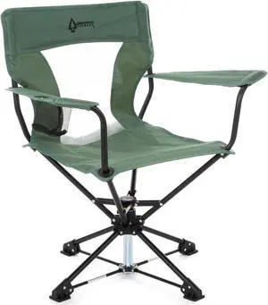 ARROWHEAD OUTDOOR 360° Degree Swivel Hunting Chair w/Armrests, Perfect for Blinds, No Sink Feet, Supports up to 450lbs, Carrying Case, Steel Frame, Fishing, High-Grade 600D Canvas, USA-Based Support