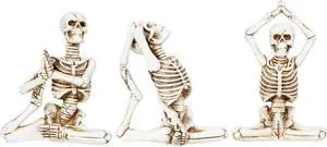 Design Accents Halloween Decorations - Halloween Party Indoor Table Decoration Skeleton Statues in Yoga Poses, Set of 3,White,88H3411A