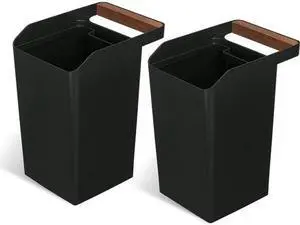 Home Zone Living 2 Gallon Small Trash Can, Square Wastebasket with Open Top and Handle, Serene Green, Virtuoso Collection, 2-Pack
