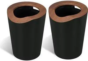 Home Zone Living 2.3 Gallon Small Trash Can, Round Wastebasket with Open Top, Serene Green, Virtuoso Collection, 2-Pack