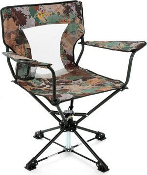 ARROWHEAD OUTDOOR 360° Degree Swivel Hunting Chair Stool Seat, Perfect for Blinds, No Sink Feet, Supports up to 450lbs, Carrying Case, Steel Frame, Fishing, High-Grade 600D Canvas, USA-Based Support