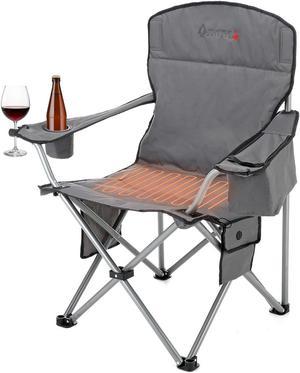 ARROWHEAD OUTDOOR Portable Heated Folding Camping Chair w/ 6-Can Cooler, 3 Heat Settings, Cup & Wine Glass Holder, Heavy-Duty Carrying Bag, Padded Armrests, Battery NOT Included, Supports up to 330lbs